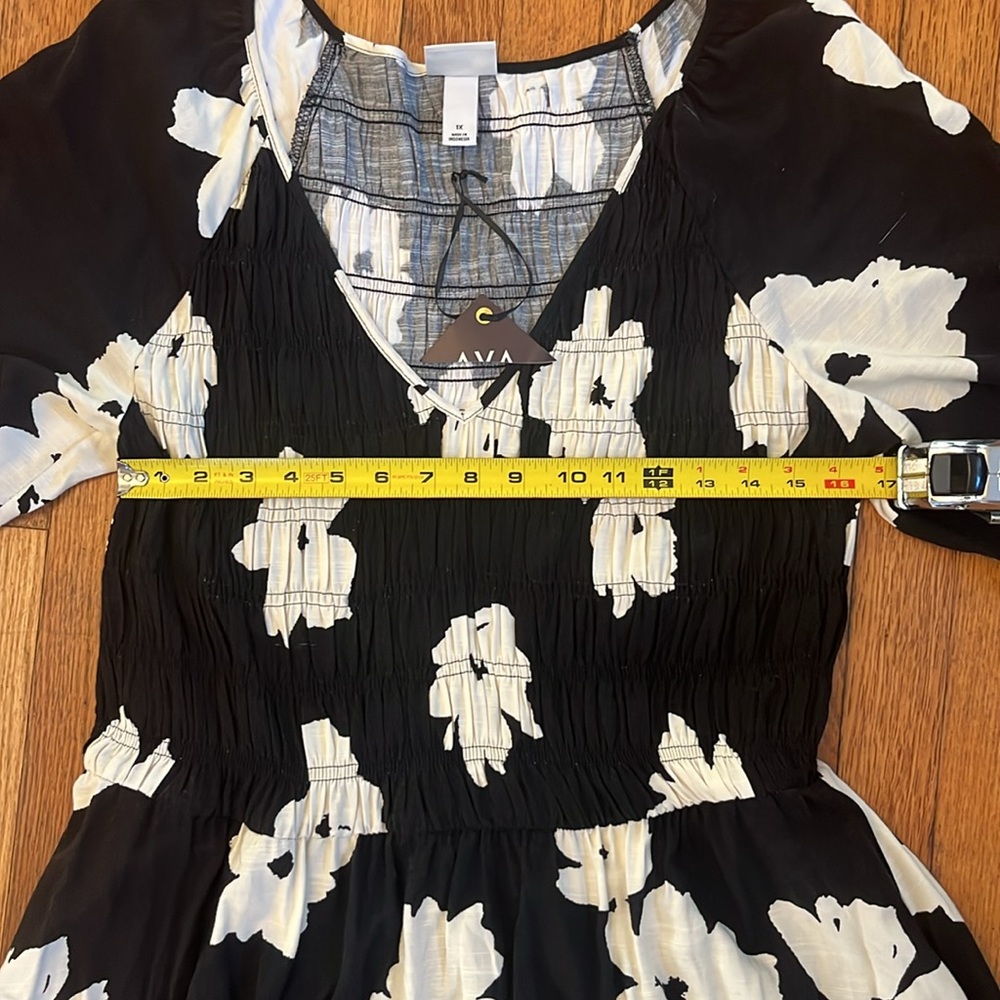 NWT black and white long sleeve dress Ava & Viv size 1x - Picture 7 of 10